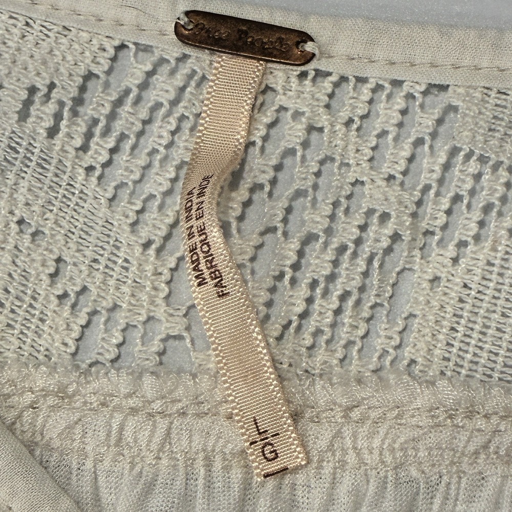 Free People Free Bird Embroidered Hi Lo Peasant Top Sz L Flowy Boho Renaissance‎ - Picture 8 of 13